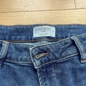 Chic Plus Size Ankle Cropped Wide Leg Blue Jeans - Violeta by Mango, Size 16